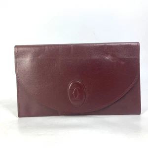 CARTIER Must de Line Pouch Clutch bag Leather wine-red - Picture 1 of 10