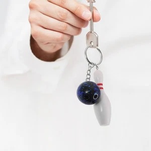  4Pcs Mini Bowling Keychains Exquisite Hanging Keychains Sports Match Souvenirs - Picture 1 of 12