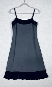 Vintage Laura Ashley Size 6 Strap Sweetheart Velvet Trim Silk Dress Black - Picture 1 of 8