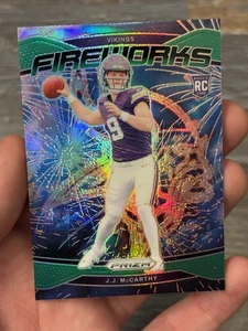 2024 Panini Prizm - Fireworks J.J. McCarthy #18 Green Prizm (RC) - Bild 1 von 2