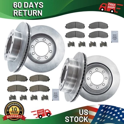 14.29" 4WD  Front Rear Rotors Brake Pads for 2013-22 Ford F-250 F-350 Super Duty Foto 1 de 4