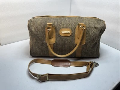 Vintage Burlap FIFTH AVENUE Travel Luggage Shoulder Carry On Bag Handle Medium - Image 1 of 4