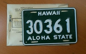 REAL HAWAII STATE MOTORCYCLE LICENSE PLATE NUMBER TAG ALOHA ISLAND HONOLULU HI - Picture 1 of 1