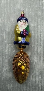 vintage CHRISTOPHER RADKO Bavarian Santa on Pincone drop Glass Ornament - Picture 1 of 15