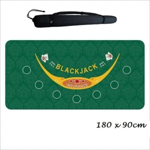 Deluxe Black Jack Texas Hold'em Gaming Table Mat Poker Table Cloth 180x90cm 7P - Picture 1 of 4