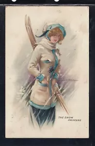 Cartolina Donna con Sci The Snow Princess illustratore Schilbach ZD436 - Foto 1 di 1