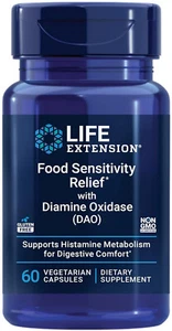 FOOD SENSITIVITY RELIEF with DIAMINE OXIDASE DIGESTION GAS 60 Cap LIFE EXTENSION - Picture 1 of 13