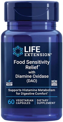 ALIVIO DE SENSIBILIDAD ALIMENTARIA con DIAMINA OXIDASA GAS DIGESTIVO 60 Cap EXTENSIÓN DE VIDA Foto 1 de 4