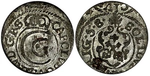 Riga CARL X of Sweden Silver 1658 Solidus,Schilling SCARCE KM# 50 (19 561) - Bild 1 von 3