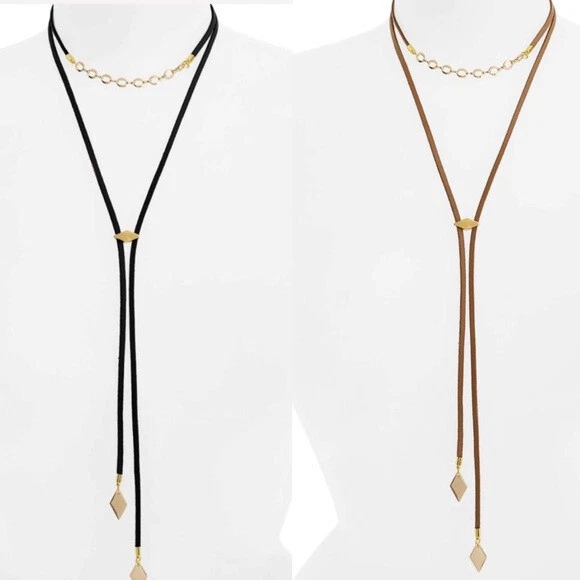 Collar Vanessa Mooney Leather Look Bolo marrón o negro #45  Foto 1 de 4