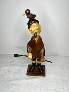 Vintage Hand Carved Wooden Duck Hunter Figurine Made in Italy Folk Art - Picture 1 of 8