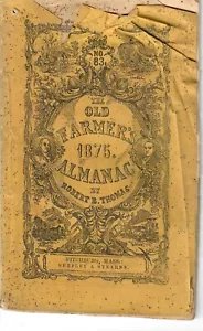 1875 Old Farmer's Almanac by Robert B. Thomas Number 83 - Foto 1 di 1