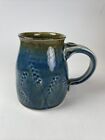 Handmade Art Pottery Coffee Mug Cup Blue And Green Glaze Signed Ke Design