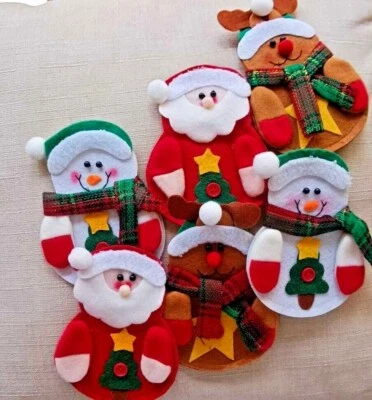 Soporte para cubiertos de Navidad vajilla tenedor cuchillo cuchara mesa decoración muñeco de nieve Santa  Foto 1 de 3