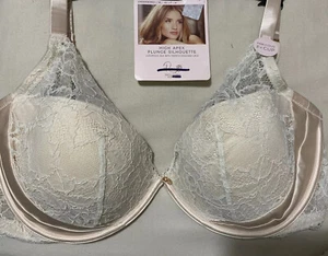 M&S ROSIE AUTOGRAPH LUXURIOUS SILK & LACE HIGH APEX PLUNGE Bra in OPALINE 32F - Picture 1 of 12