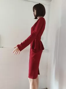 Vestido para mujer CHICIRIS #349 manga larga arco con volantes, talla L, vino, nuevo con etiquetas - Imagen 1 de 12