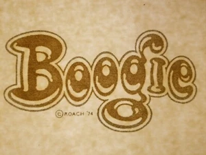 Vintage Iron On T-Shirt Transfer: BOOGIE Gold Silver GLITTER Roach 1974 - Picture 1 of 3