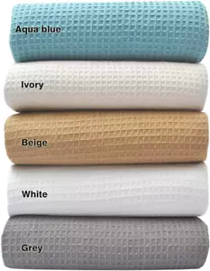 100% Cotton Waffle Weave Blanket Queen Size for Bed, Lightweight Cotton Blanket - Picture 1 of 10