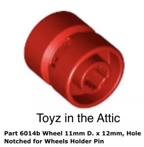 Lego 1x 6014b rotes Rad 11 mm D. x 12 mm, Loch gekerbt für Räder Halter Pin 10497 - Bild 1 von 1