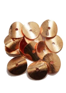 10 Pcs 16mm Spacer Brushed Wavy Disc Genuine Copper Jewelry Making - Picture 1 of 3