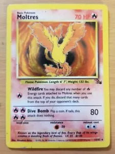 Moltres Carta Foil Pokemon 1995,96,98 12/62 70hp + 7 casuali - Foto 1 di 12