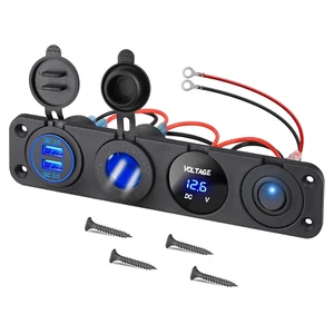 4 in 1 Charger Outlet Socket Panel, Dual QC 3.0 12V USB Power Outlet & Car - Picture 1 of 12