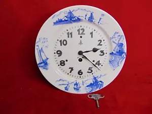 Antique Becker Germany Dutch Theme Kitchen Wall Clock w/Key - Picture 1 of 4