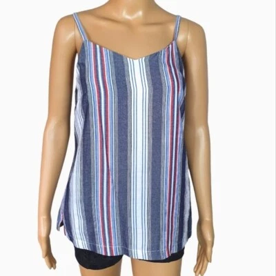 POL top blouse Cami stripped Linen Sze 10/12 tank strappy Designer tunic style - Image 1 of 4