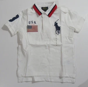 Polo Ralph Lauren Boys Big Pony USA Rugby Shirt White Size 5 NWT - Picture 1 of 5