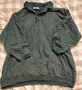 Vintage Two Plus One Retro Green Polka Dot One Size Jumper Shirt 100% Cotton 70s - Picture 1 of 9
