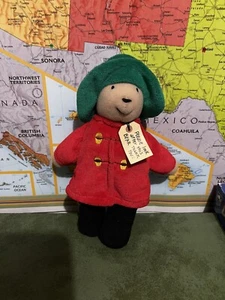 Paddington Bear Eden roter Plüschmantel grüner Hut ca. 8-9 Zoll groß - Bild 1 von 7