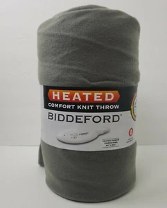 NEW Biddeford Comfort Knit Heated Electric Throw Blanket 50 x 62" Gray Cozy - Picture 1 of 9