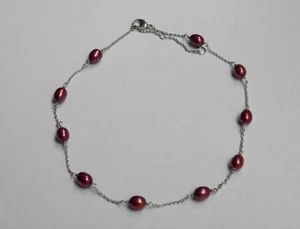 HONORA 925 STERLING 7MM FRESHWATER CHERRY PEARL TIN CUP NECKLACE ADJ.16-18" EUC! - Picture 1 of 8