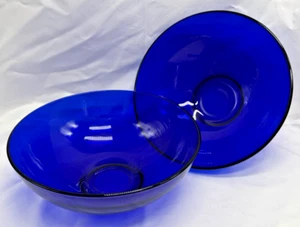 Juego De Colección De 2 Cuencos De Vidrio Azul Cobalto Para Servir Verduras Suave 8" Diámetro - Imagen 1 de 10