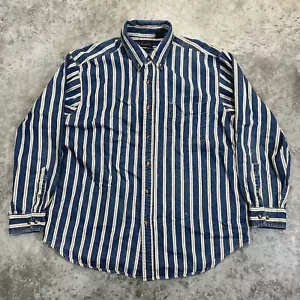 Vintage Denim shirt mens Large Basic Editions 90s Striped y2k grunge skater - Picture 1 of 5