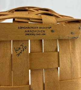 "Cesta atrapa toda firmada Longaberger 2000 con tapa y revestimiento de plástico 7,5""x3""" - Imagen 1 de 19