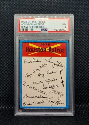 1973 O-Pee-Chee Houston Astros Team Checklists PSA 7 NM Canadian Topps OPC - Image 1 of 2