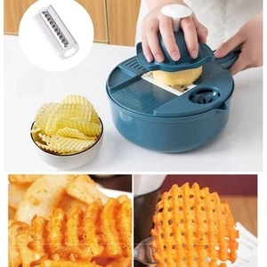 Affettatrice a Mandolina con Protezione Mano di Sicurezza, Tritatutto e Tagliaverdure Multifunzione - Foto 1 di 9