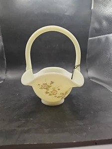 Cesta vintage de cristal natillas pintada a mano Fenton. Firmado por el artista A. Sullee. - Imagen 1 de 9
