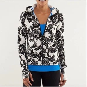 Lululemon Scuba Hoodie Stretch Laceoflage Polar Cream Black 2 Athleisure Gym NWT - Picture 1 of 15