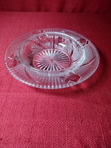 Vintage Klarglas Schale Iris und Fischgrät Design - Bild 1 von 4