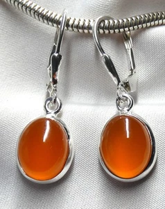 🧡Ohrhänger 925 Silber ovaler Karneol Cabochon warm Orange edel🧡 - Bild 1 von 12