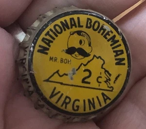 8 Vintage 1930s National Bohemian "Mr. Boh" Virginia Tax Paid Beer Bottle Caps - Picture 1 of 2