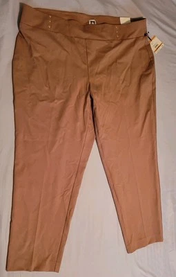 Anne Klein 大码修身腿棕色/棕褐色裤子尺寸 3X Plus 尺寸 ~ Vicuna — 第 1/4 张图片