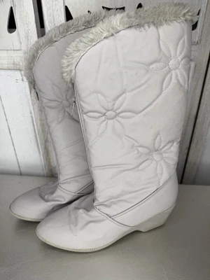 Botas de nieve de invierno vintage con flores gris acolchado años 80 talla 8,5 Foto 1 de 4