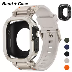 Metal+Silicone Band + Case For Apple Watch Series 10 987654 Ultra 2 1 49mm Strap - Foto 1 di 21