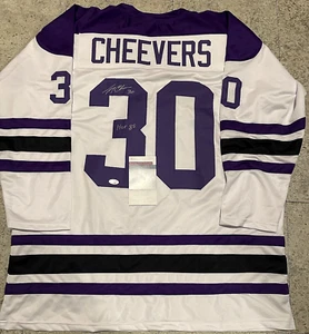 Camiseta deportiva estilo inscripción autografiada de Gerry Cheevers Cleveland Crusaders XL certificado de autenticidad-JSA- - Imagen 1 de 3