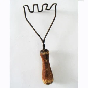 Antique Potato Masher with Rustic Wooden Handle, Graphic Appeal, Usable, 8-3/4" - Picture 1 of 6