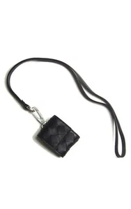 BOTTEGA VENETA solide schwarze geflochtene Leder Airpods Hülle mit Riemen authentisch Neu mit Etikett - Bild 1 von 9