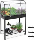 VOUNOT Raised Garden Bed with Cover, Mobile Metal Planter with Wheels and Botto
